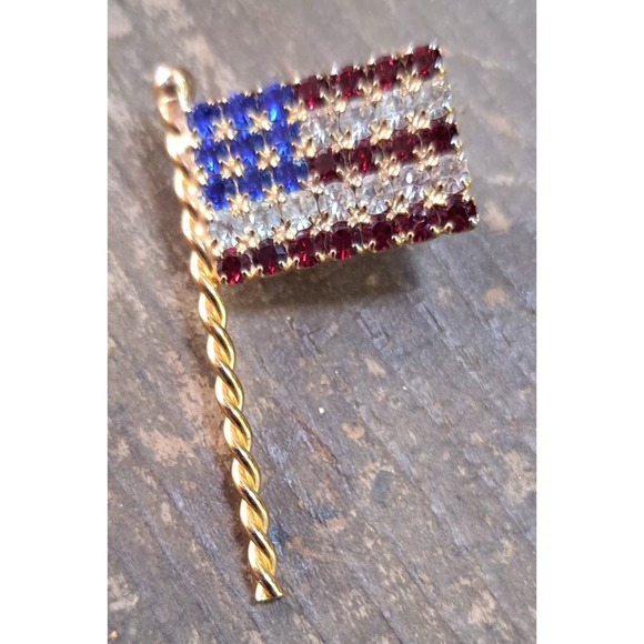 Eisenberg Ice Jewelry - Vintage Eisenberg Ice USA Flag Rhinestone Brooch Pin
